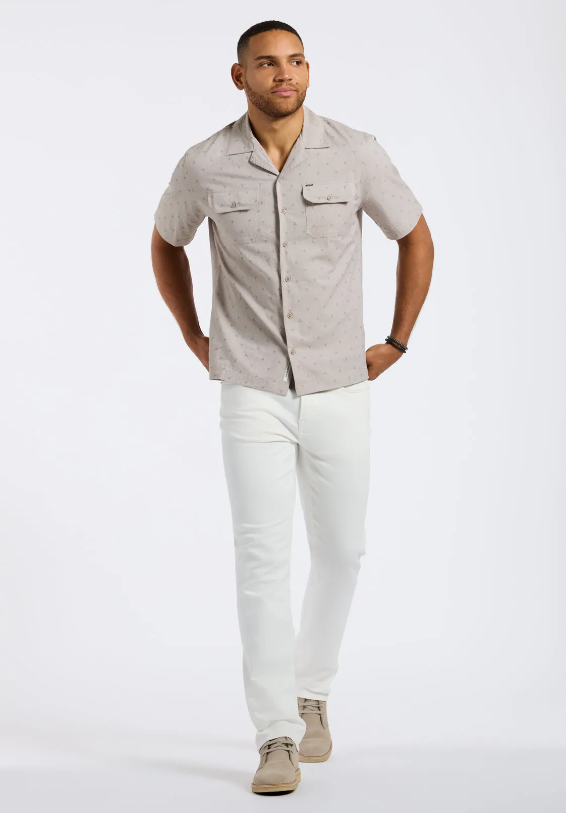 Salaman Men's Short-Sleeve Patterned Shirt with Chest Pockets, Tuffet Beige - BM24552 sold by Buffalo David Bitton product image thumbnail 4