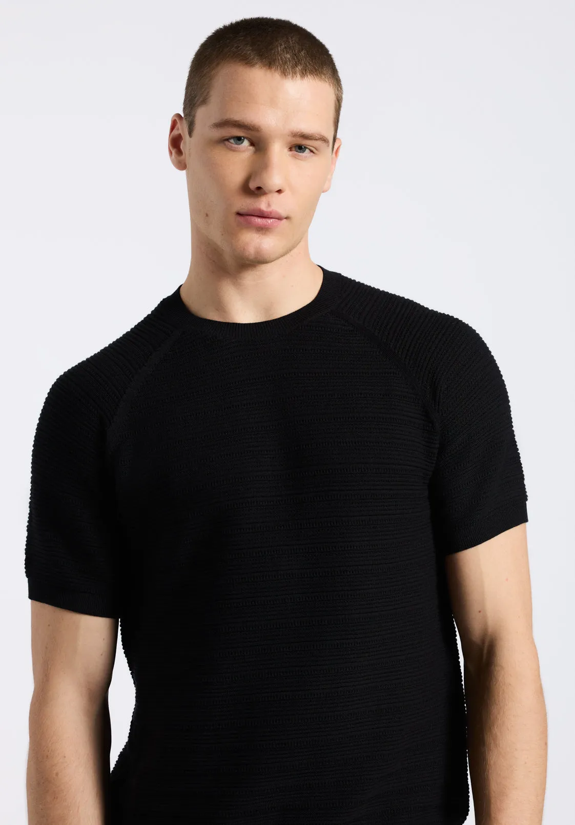 Wipped Men's Textured Knit Short-Sleeve Crewneck Sweater, Charcoal - BM24533 sold by Buffalo David Bitton product image thumbnail 2