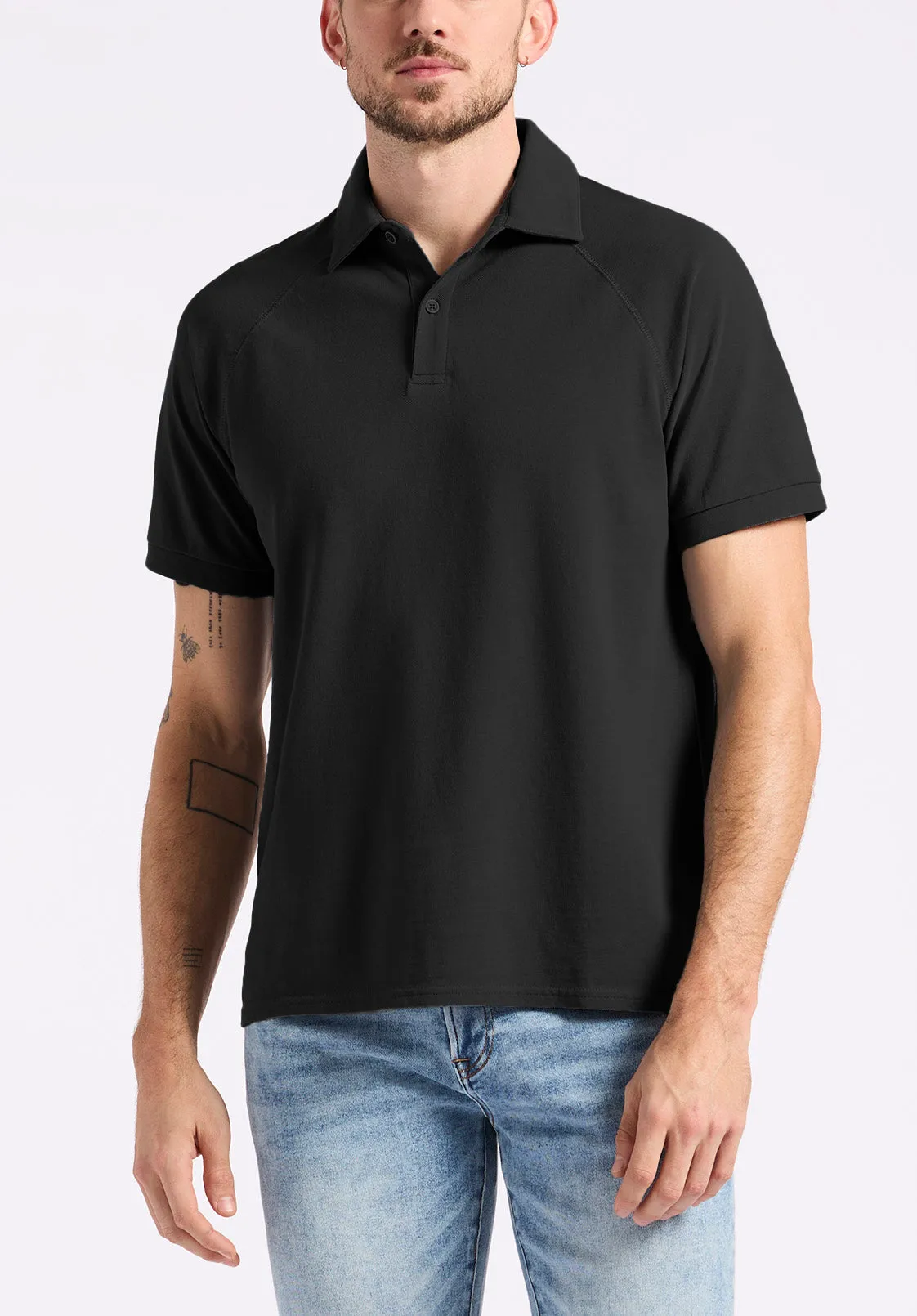 Kindell Men's Short-Sleeve Pique Polo, Black - BM24608 sold by Buffalo David Bitton