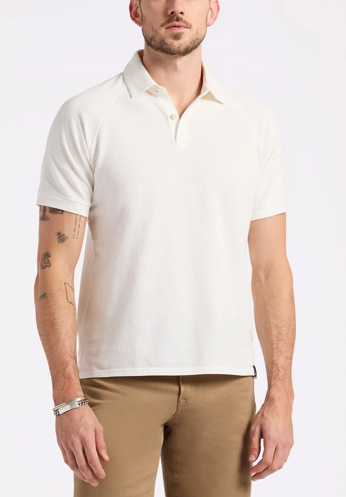 Kindell Men's Short-Sleeve Pique Polo, Milk - BM24608 sold by Buffalo David Bitton