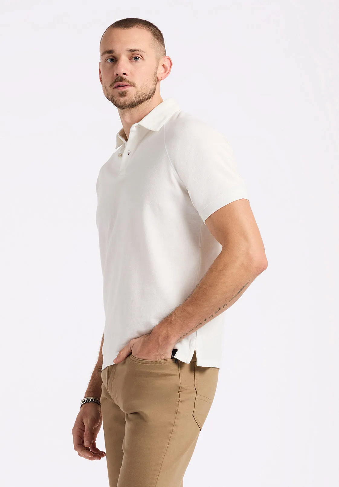 Kindell Men's Short-Sleeve Pique Polo, Milk - BM24608 sold by Buffalo David Bitton product image thumbnail 3