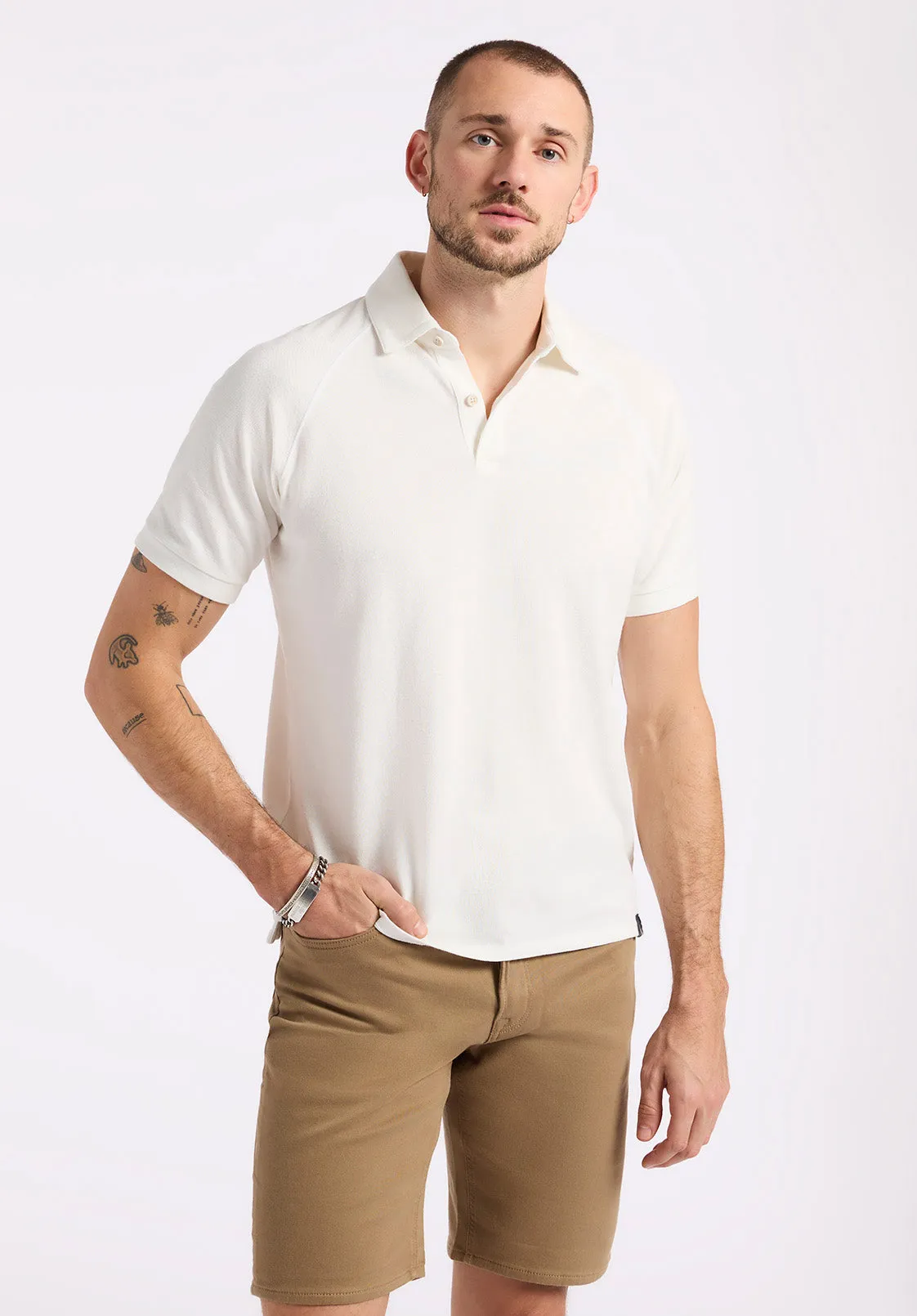 Kindell Men's Short-Sleeve Pique Polo, Milk - BM24608 sold by Buffalo David Bitton product image thumbnail 2