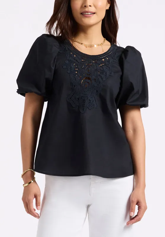 Leonella Women's Puff Sleeve Embroidered Blouse, Black - WT0204P sold by Buffalo David Bitton
