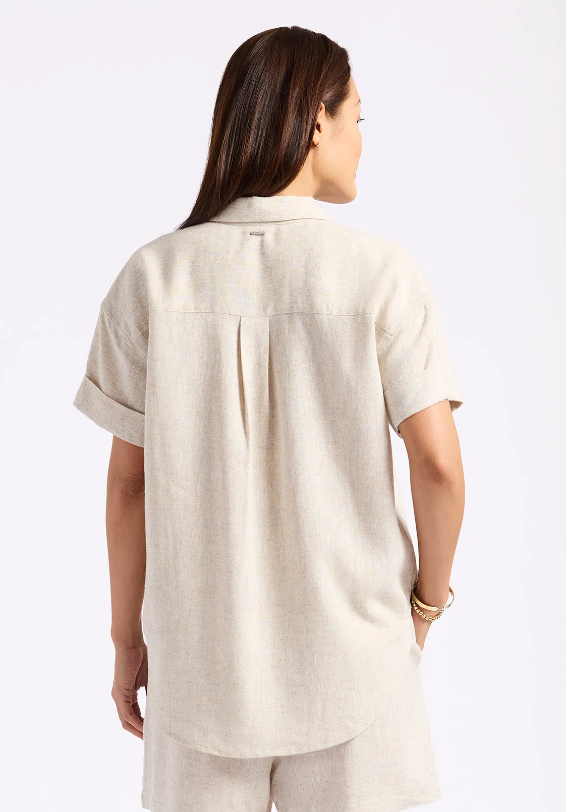 Solana Women's Linen Short-Sleeve Button-Up Shirt, Beige - WT0172P sold by Buffalo David Bitton product image thumbnail 4