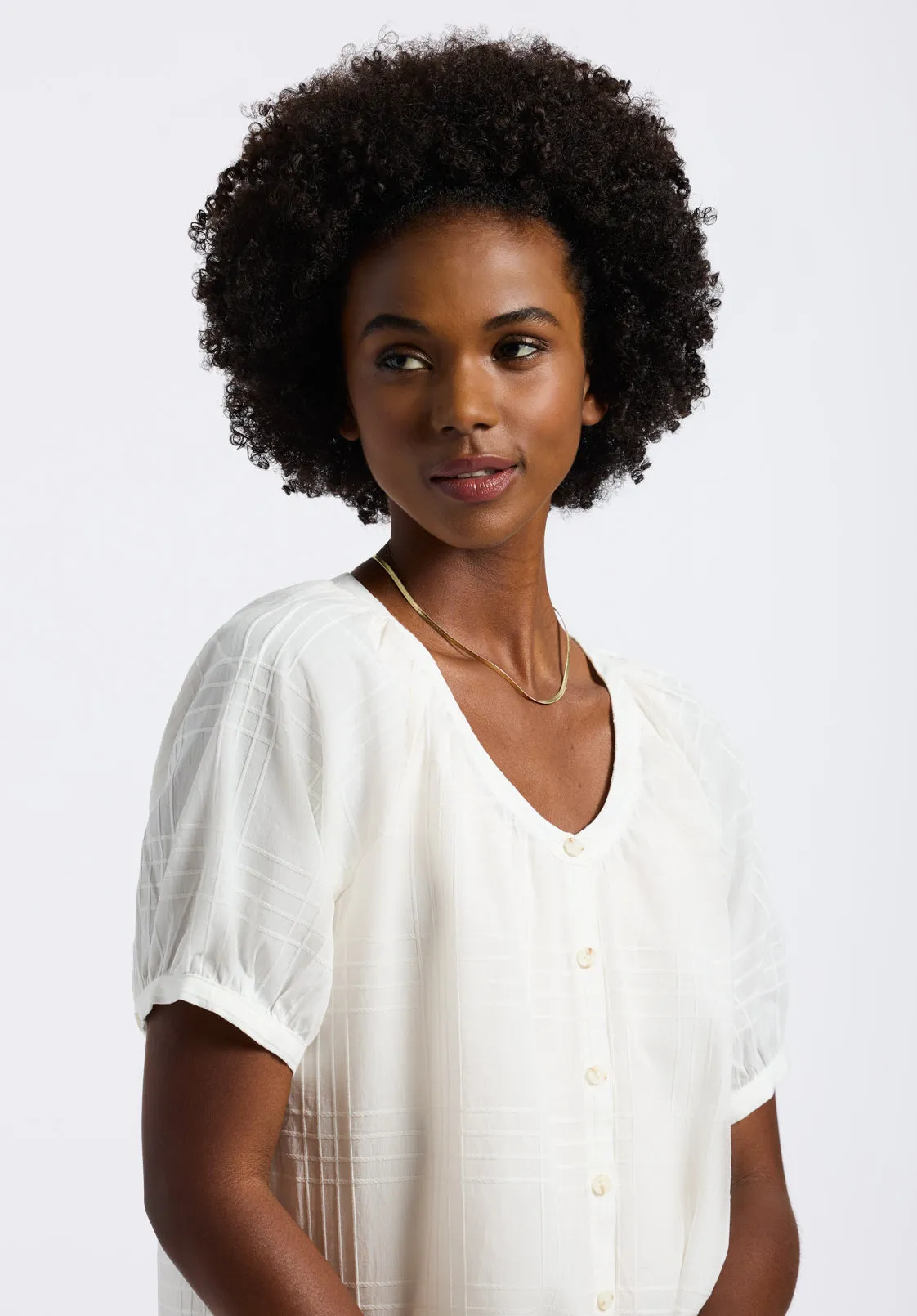 Saarik Women's Puff Sleeve Textured Blouse, White - WT0153P sold by Buffalo David Bitton product image thumbnail 5