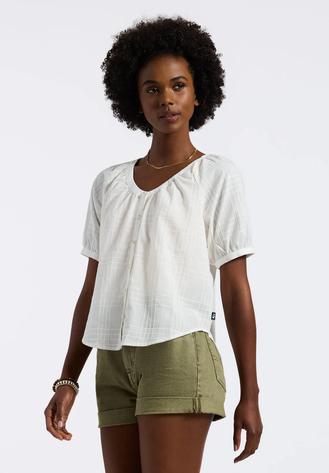 Saarik Women's Puff Sleeve Textured Blouse, White - WT0153P sold by Buffalo David Bitton product image thumbnail 2