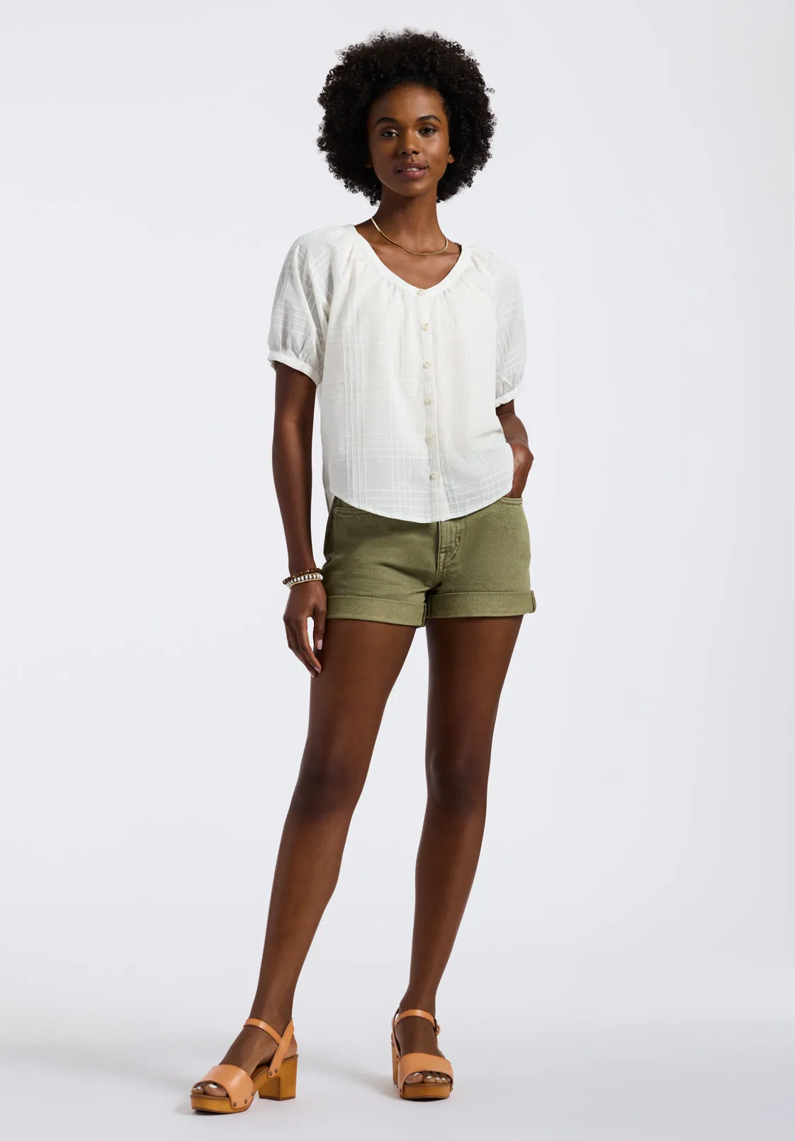 Saarik Women's Puff Sleeve Textured Blouse, White - WT0153P sold by Buffalo David Bitton product image thumbnail 4