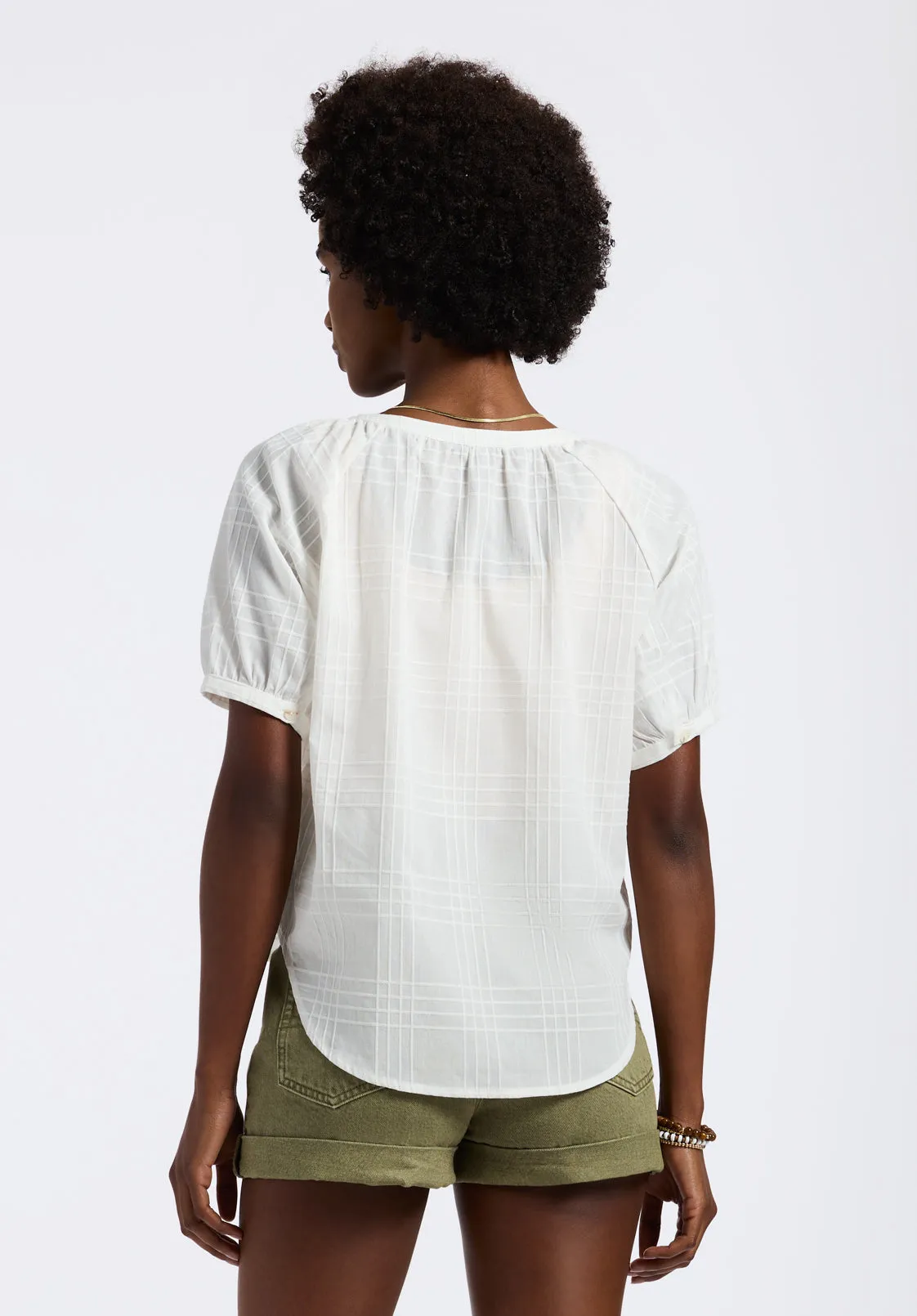 Saarik Women's Puff Sleeve Textured Blouse, White - WT0153P sold by Buffalo David Bitton product image thumbnail 3