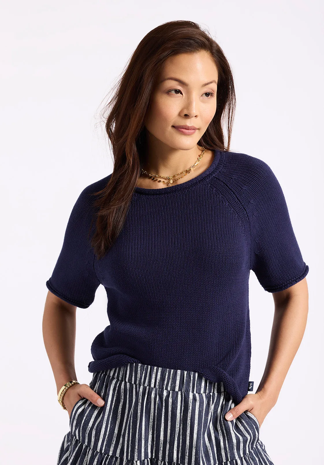Devora Women's Short Sleeve Sweater, Peacoat - SW0115P sold by Buffalo David Bitton product image thumbnail 2