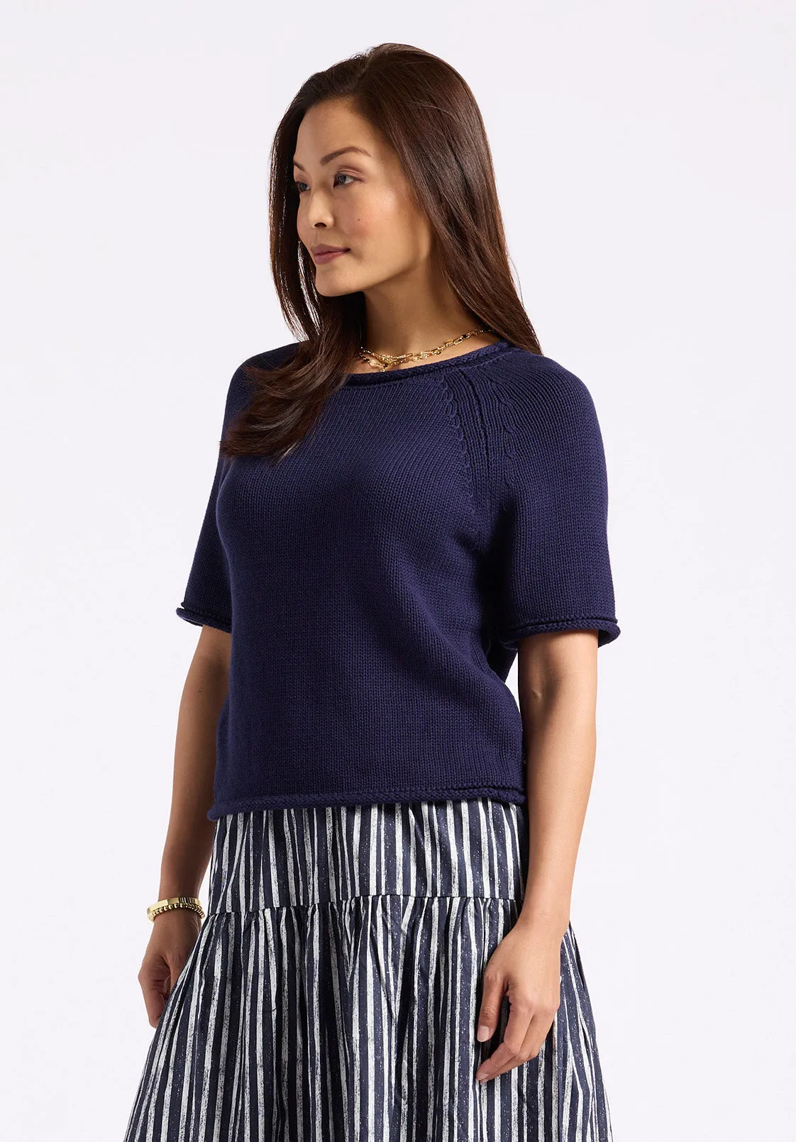 Devora Women's Short Sleeve Sweater, Peacoat - SW0115P sold by Buffalo David Bitton product image thumbnail 3