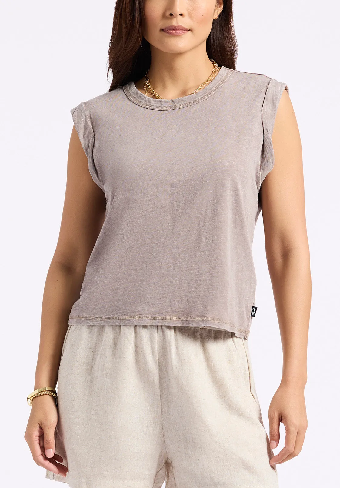 Elayne Women’s Sleeveless Top, Driftwood Brown - KT0230P sold by Buffalo David Bitton