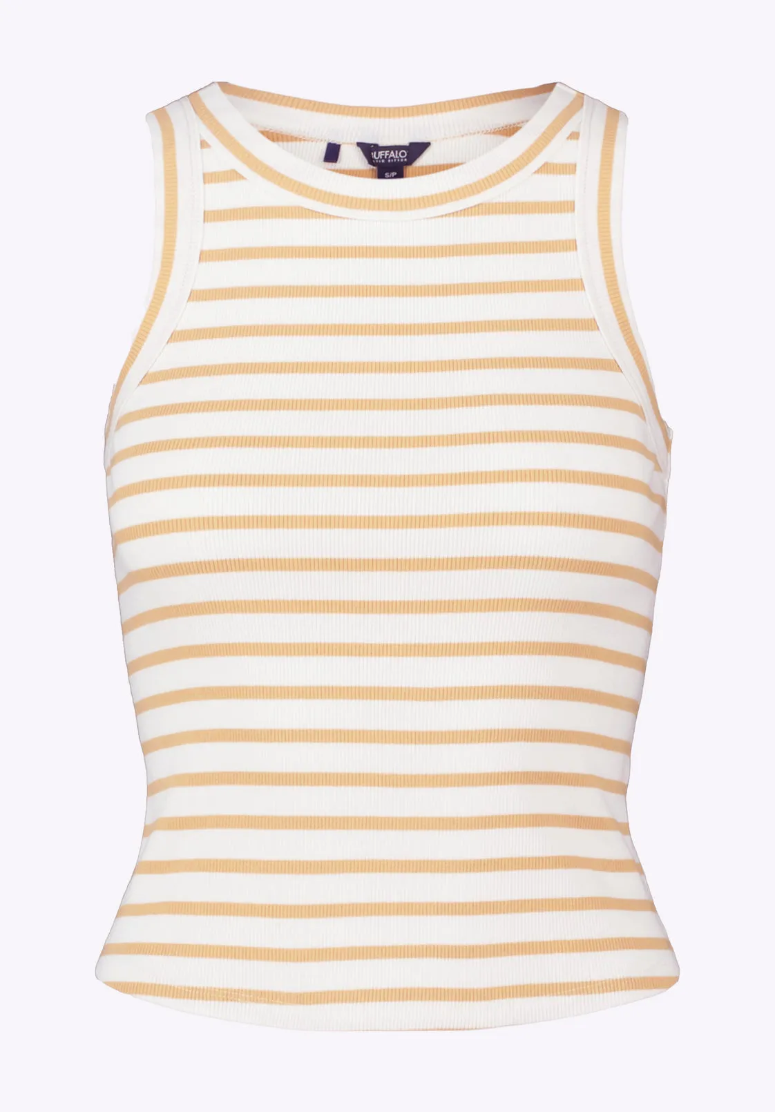 Regine Women's Ribbed Striped Tank Top, White & Beige - KT0175P sold by Buffalo David Bitton product image thumbnail 5