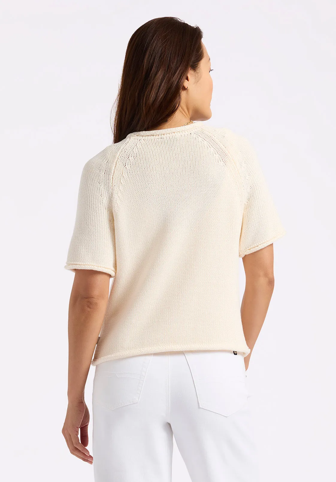 Devora Women’s Light Knit Short-Sleeve Sweater, Parchment - SW0115P sold by Buffalo David Bitton product image thumbnail 4