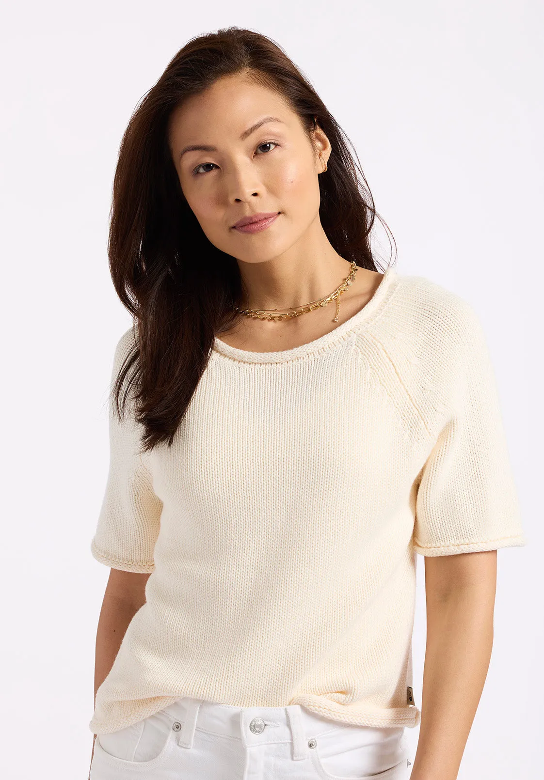 Devora Women’s Light Knit Short-Sleeve Sweater, Parchment - SW0115P sold by Buffalo David Bitton product image thumbnail 2