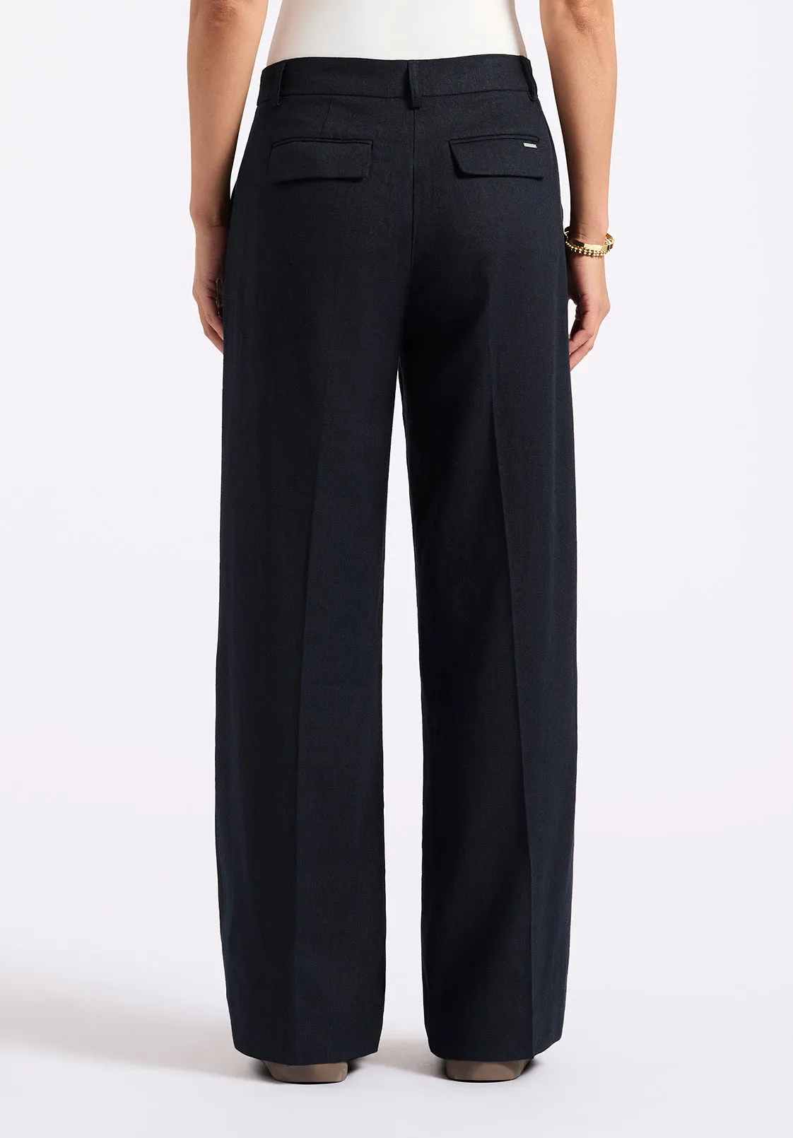 Adelina Women's Linen Blend Wide-Leg Pants, Black - WB0026P sold by Buffalo David Bitton product image thumbnail 3