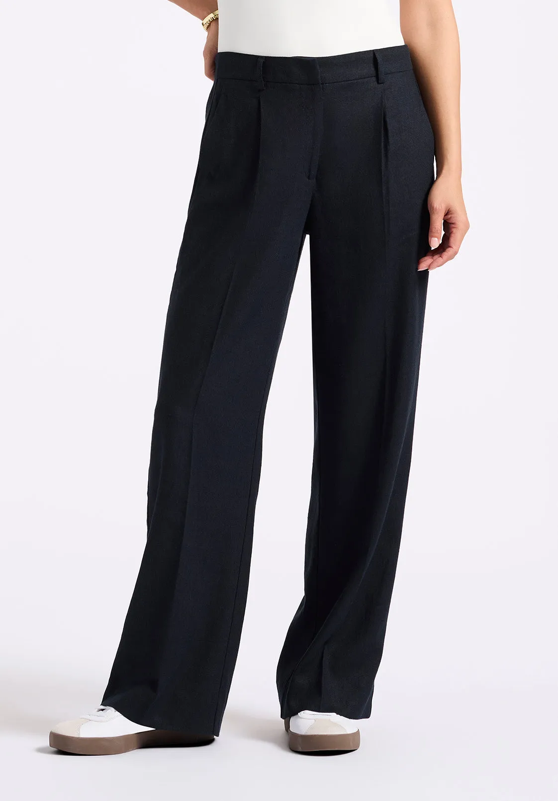 Adelina Women's Linen Blend Wide-Leg Pants, Black - WB0026P sold by Buffalo David Bitton