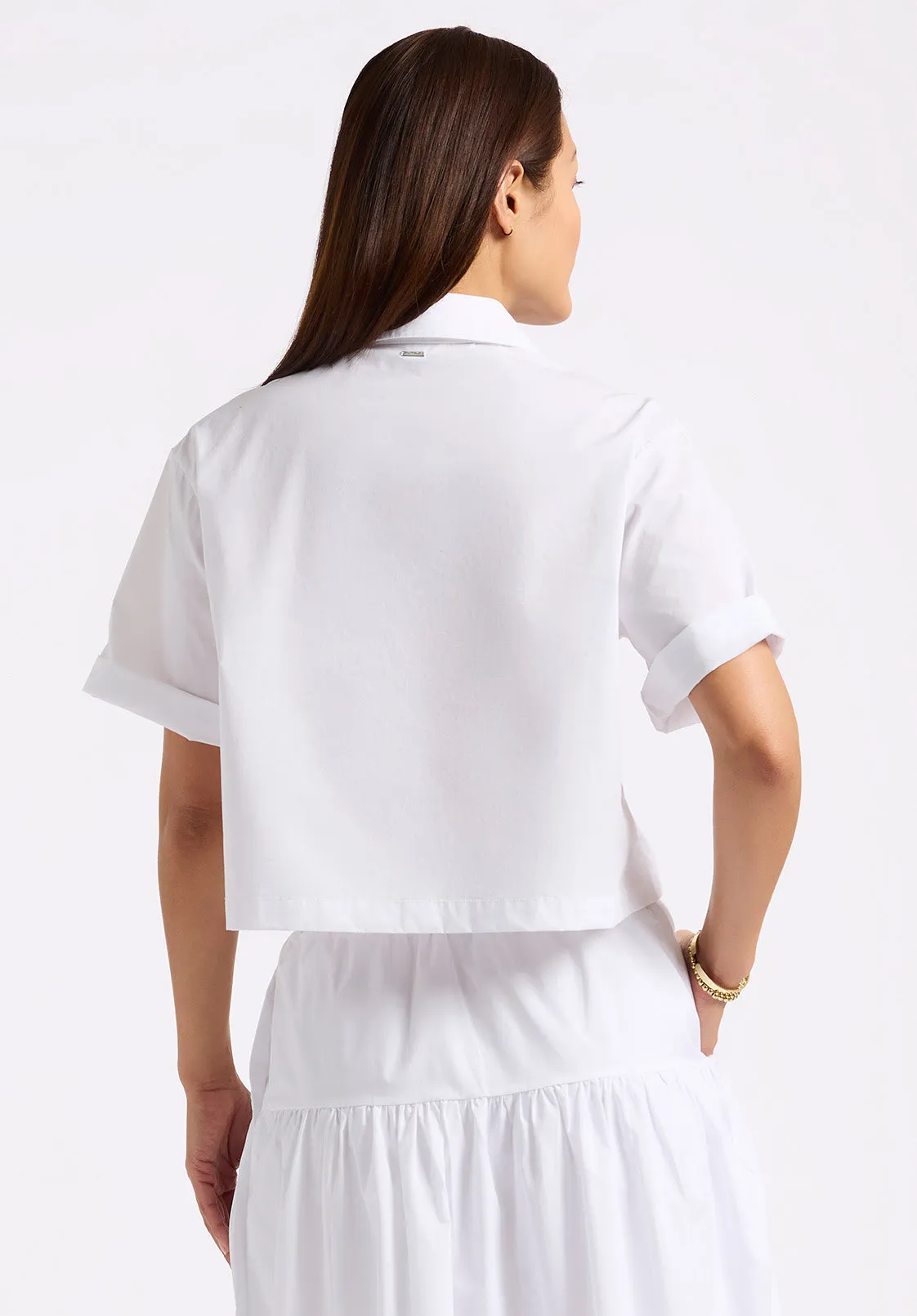 Sorcha Women's Short Sleeve Lace Detail Button-Up Blouse, White - WT0158P sold by Buffalo David Bitton product image thumbnail 3
