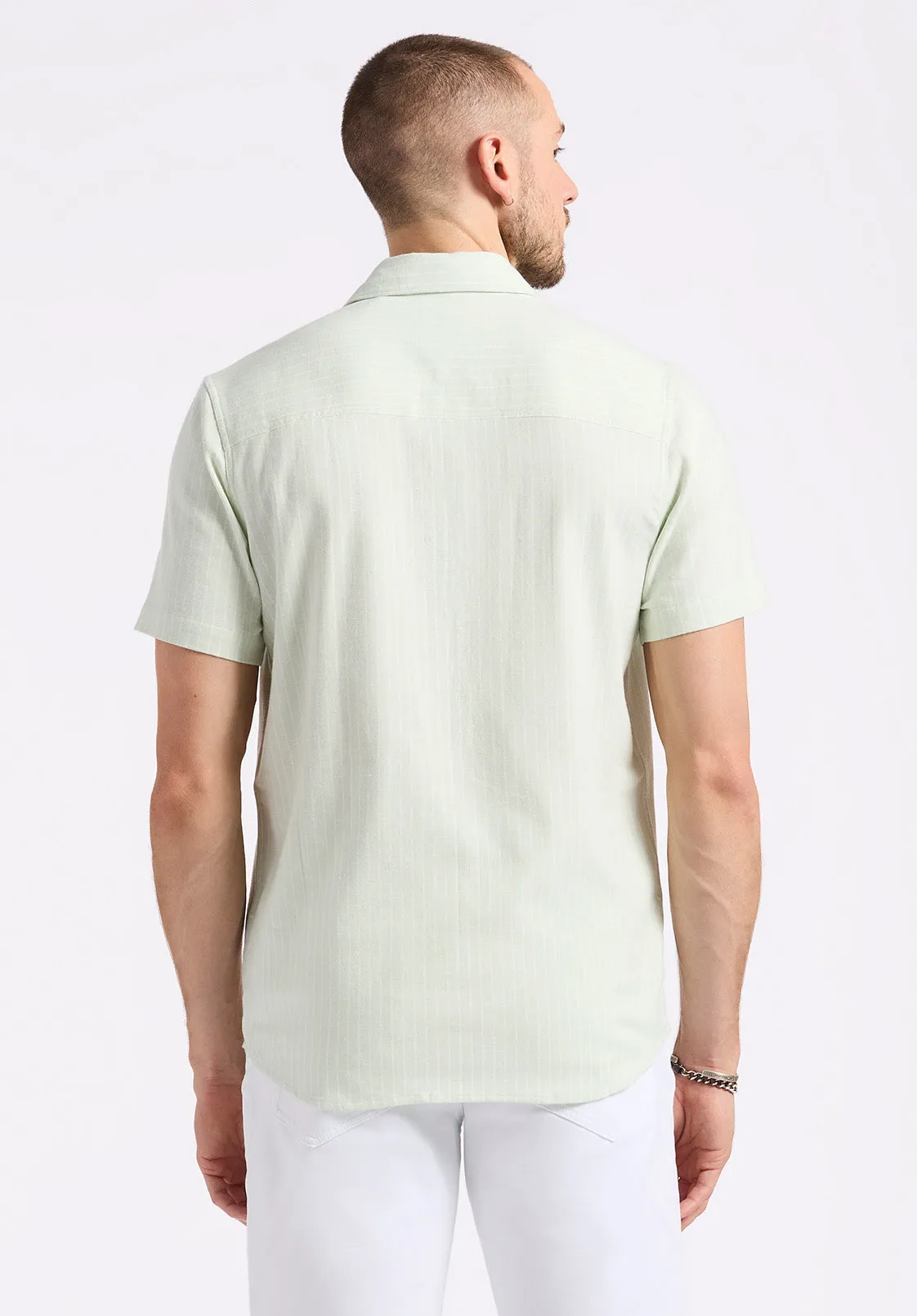 Sirilo Men's Short-Sleeve Striped Fitted Shirt, Dusty Aqua - BM24562 sold by Buffalo David Bitton product image thumbnail 3