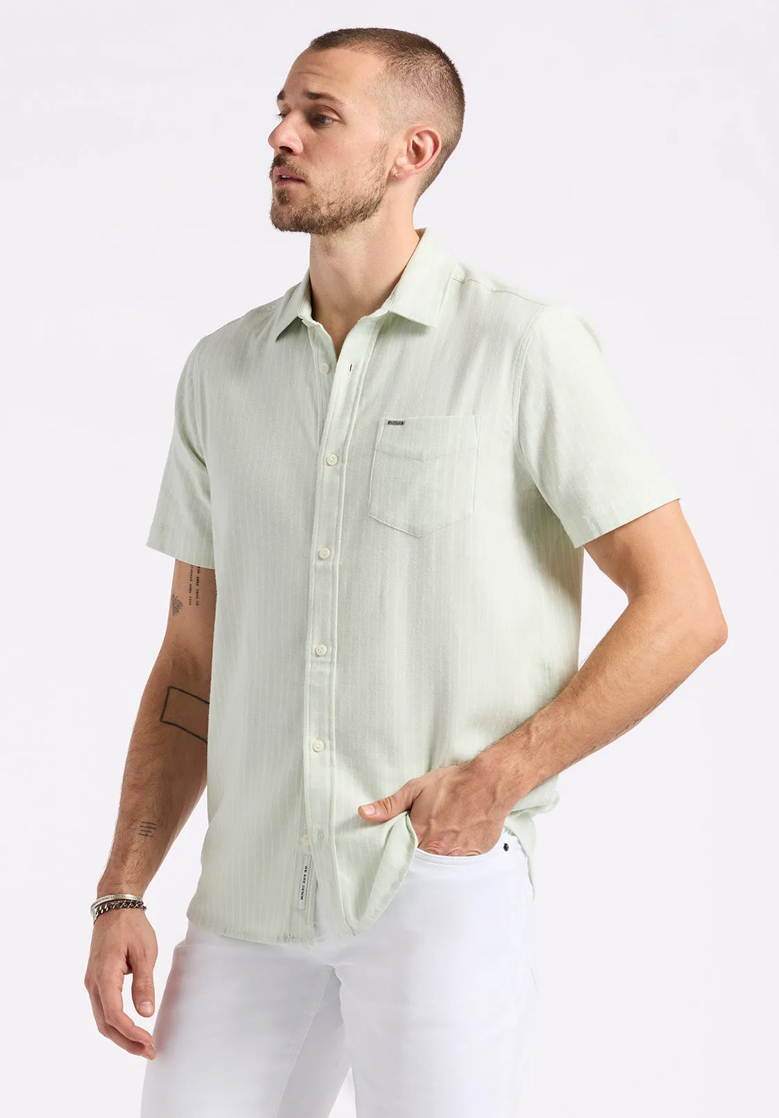Sirilo Men's Short-Sleeve Striped Fitted Shirt, Dusty Aqua - BM24562 sold by Buffalo David Bitton product image thumbnail 2