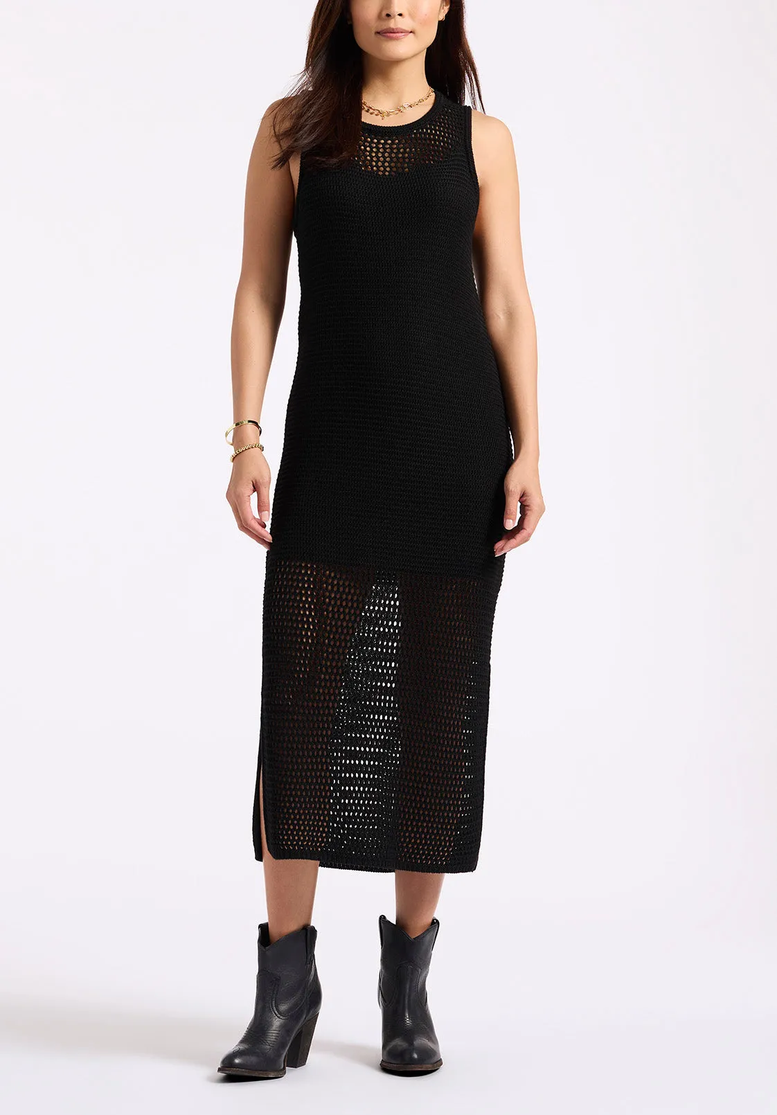 Bronwen Women's Sleeveless Open-Knit Midi Dress, Black - SD0009P sold by Buffalo David Bitton