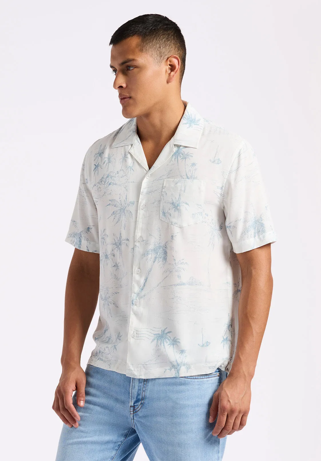 Sandro Men's Short Sleeve Printed Shirt, Milk - BM24565 sold by Buffalo David Bitton product image thumbnail 2