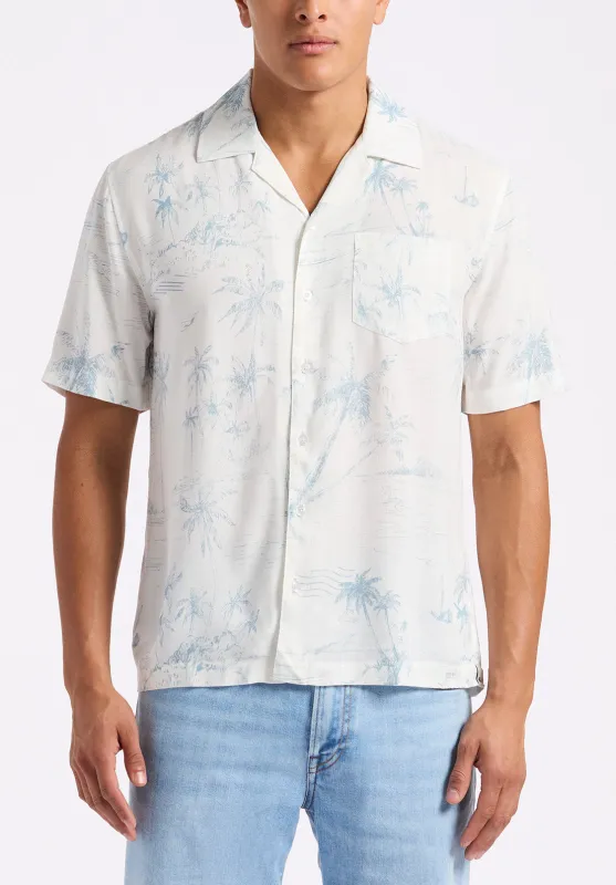 Sandro Men's Short Sleeve Printed Shirt, Milk - BM24565 sold by Buffalo David Bitton