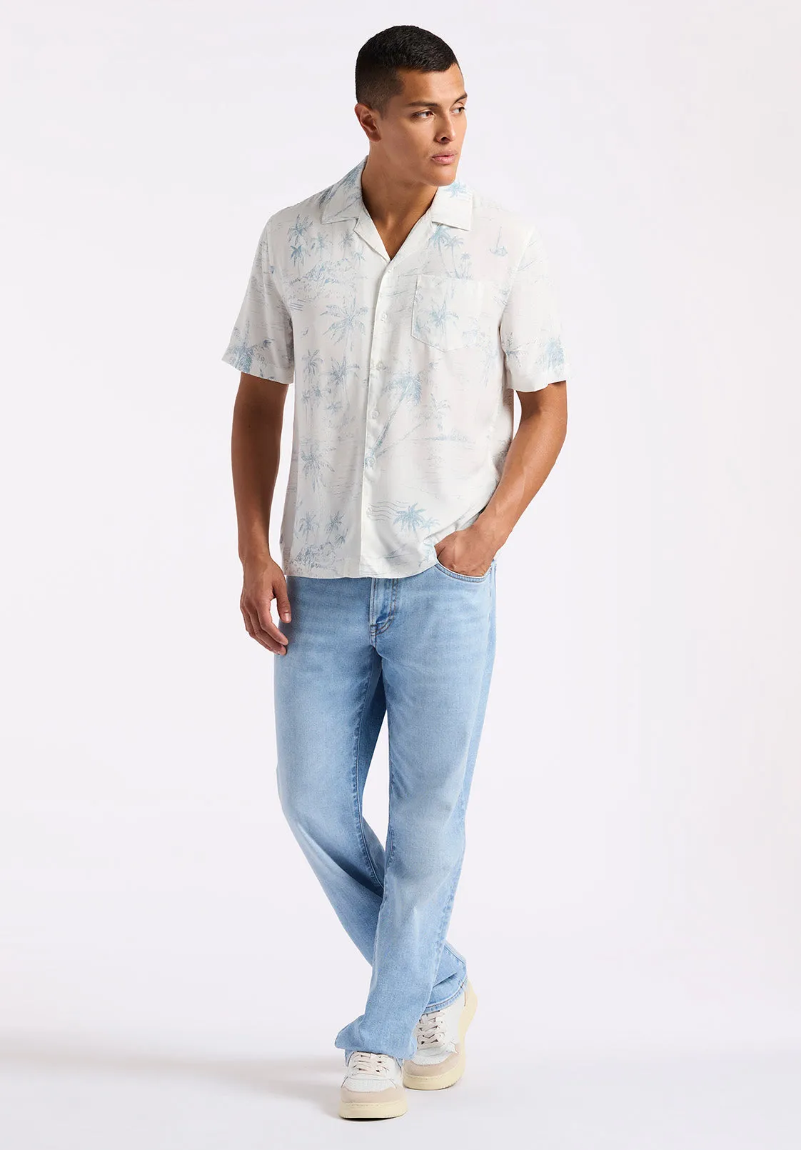 Sandro Men's Short Sleeve Printed Shirt, Milk - BM24565 sold by Buffalo David Bitton product image thumbnail 4