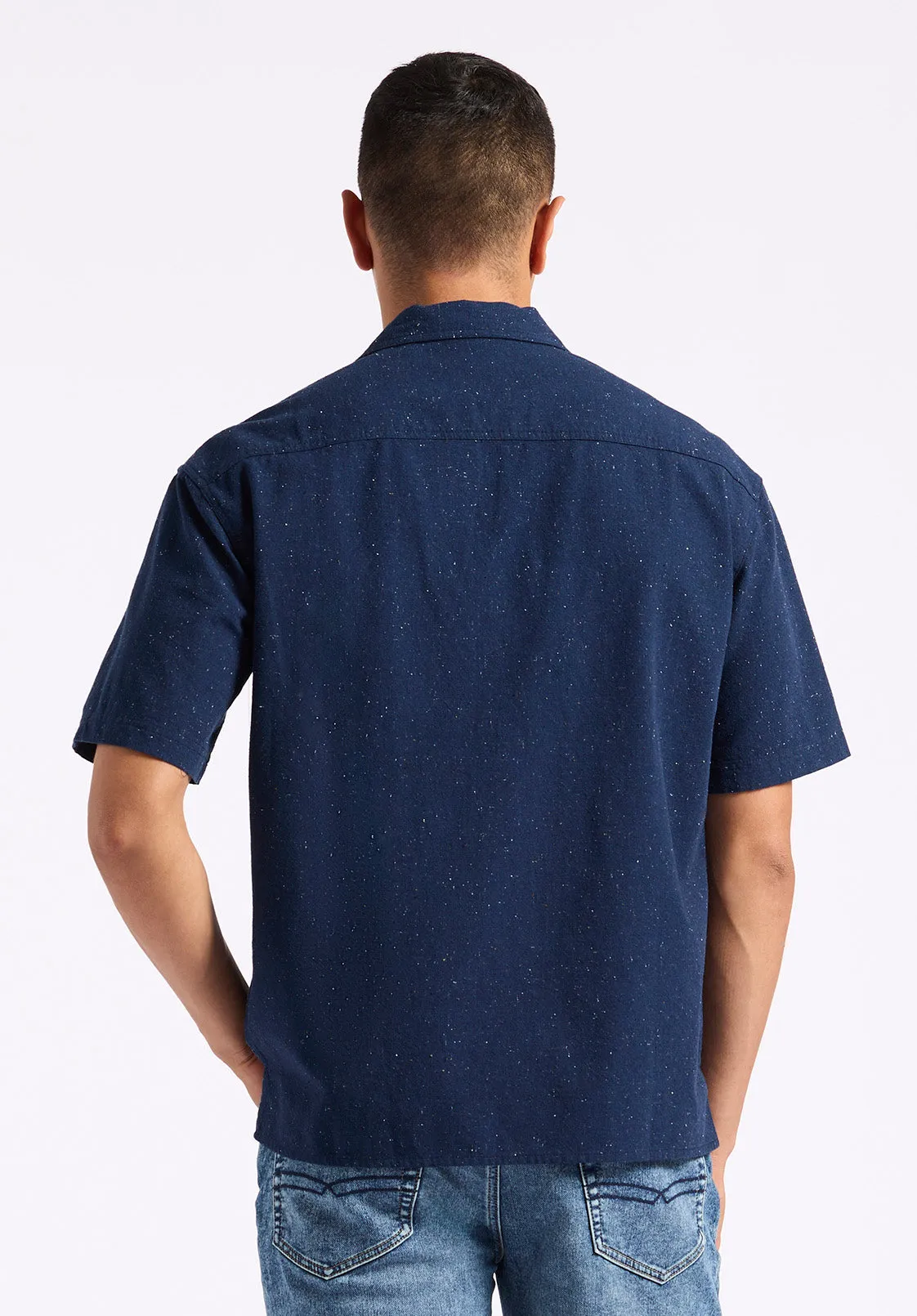 Sonix Men's Short-Sleeve Speckle Pattern Relaxed Fit Camp Shirt, Whale - BM24563 sold by Buffalo David Bitton product image thumbnail 3