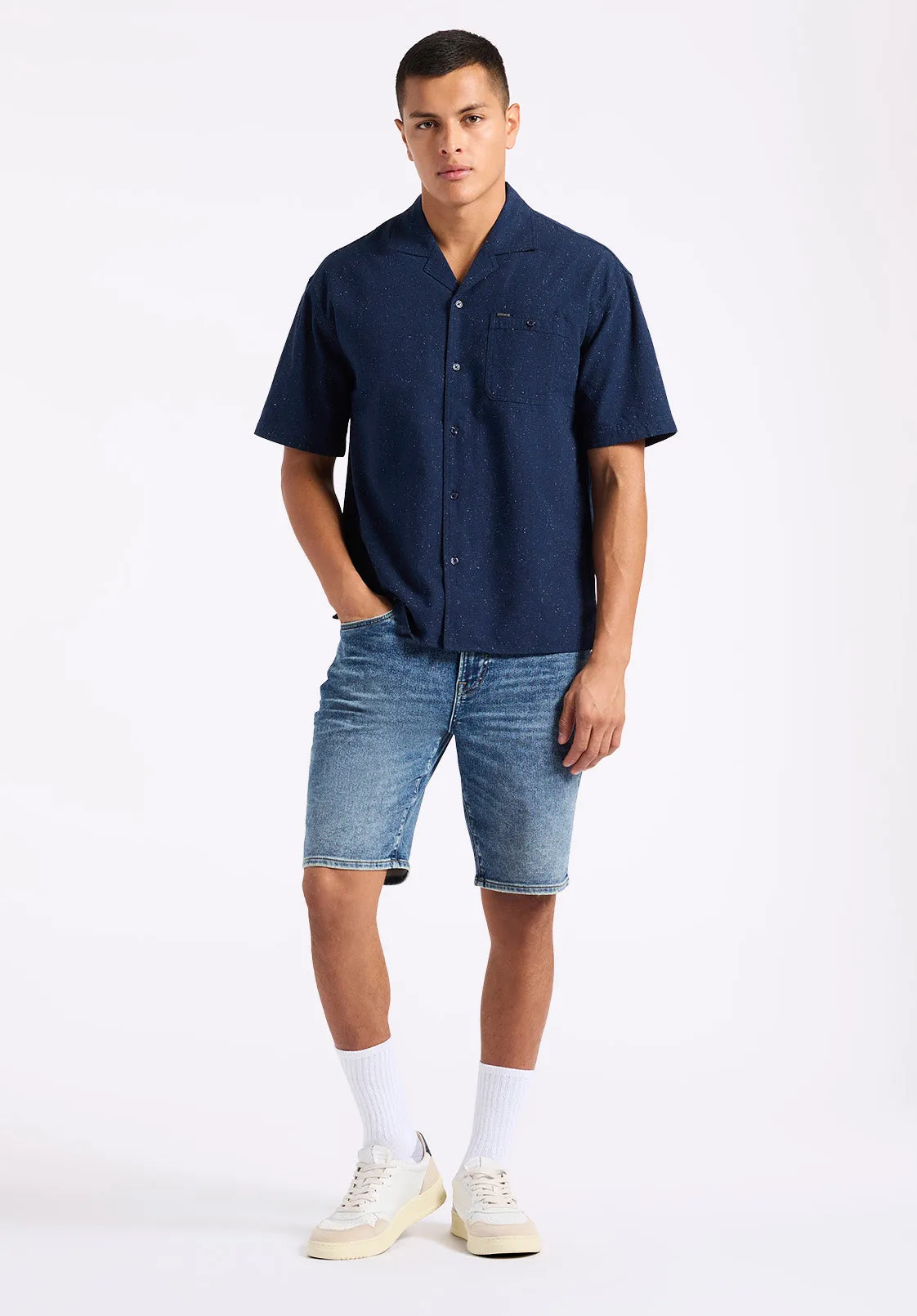 Sonix Men's Short-Sleeve Speckle Pattern Relaxed Fit Camp Shirt, Whale - BM24563 sold by Buffalo David Bitton product image thumbnail 4
