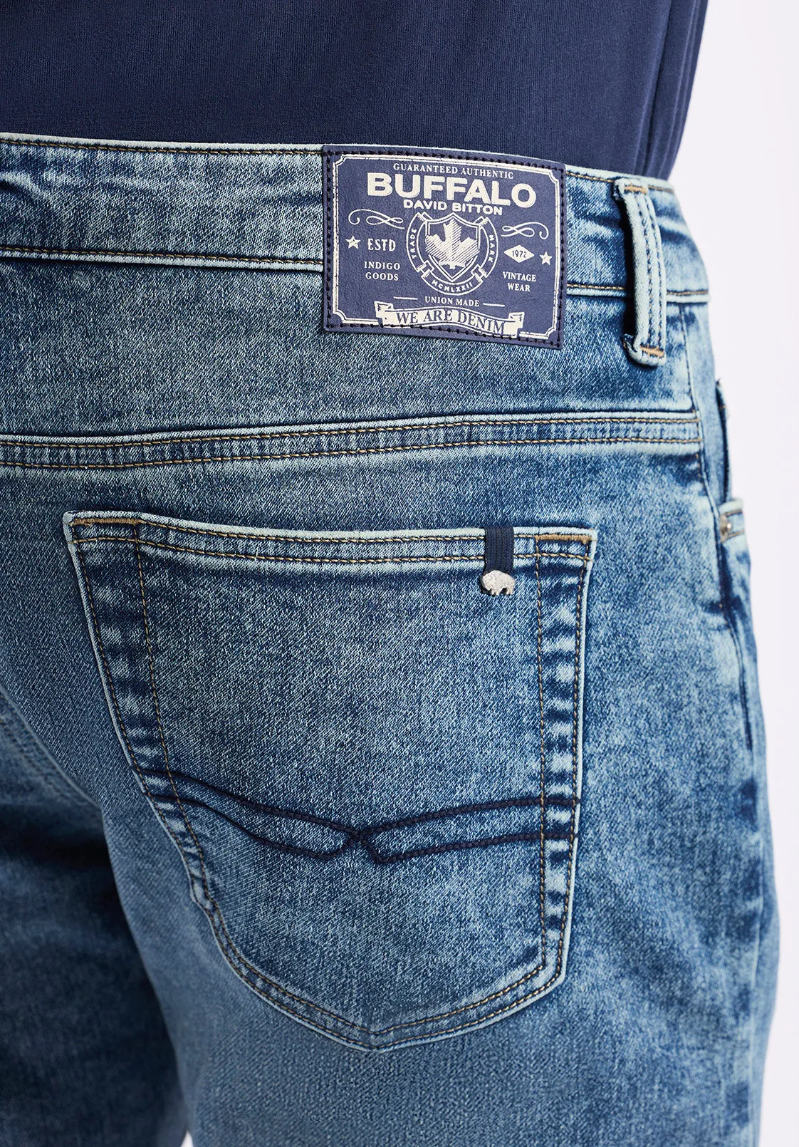 Slim Ash Men's Freedom Flex Jeans, Sanded Vintage Indigo - BM26063 sold by Buffalo David Bitton product image thumbnail 5