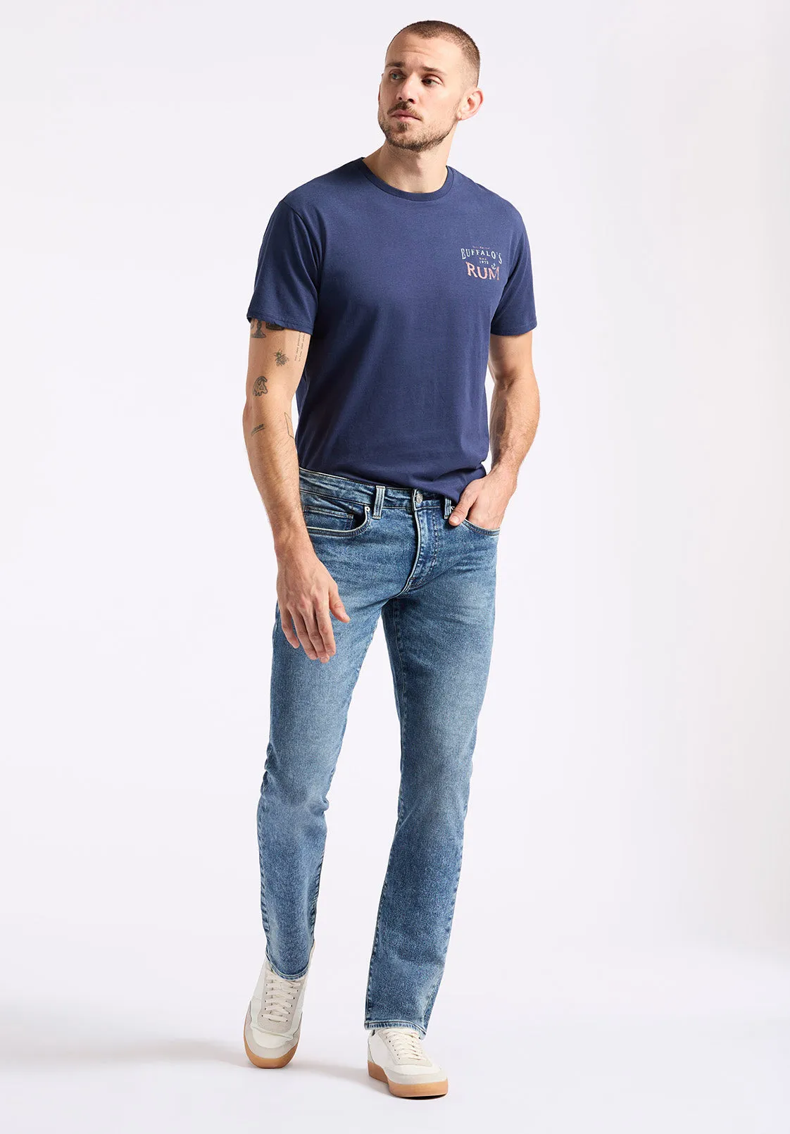 Slim Ash Men's Freedom Flex Jeans, Sanded Vintage Indigo - BM26063 sold by Buffalo David Bitton product image thumbnail 4