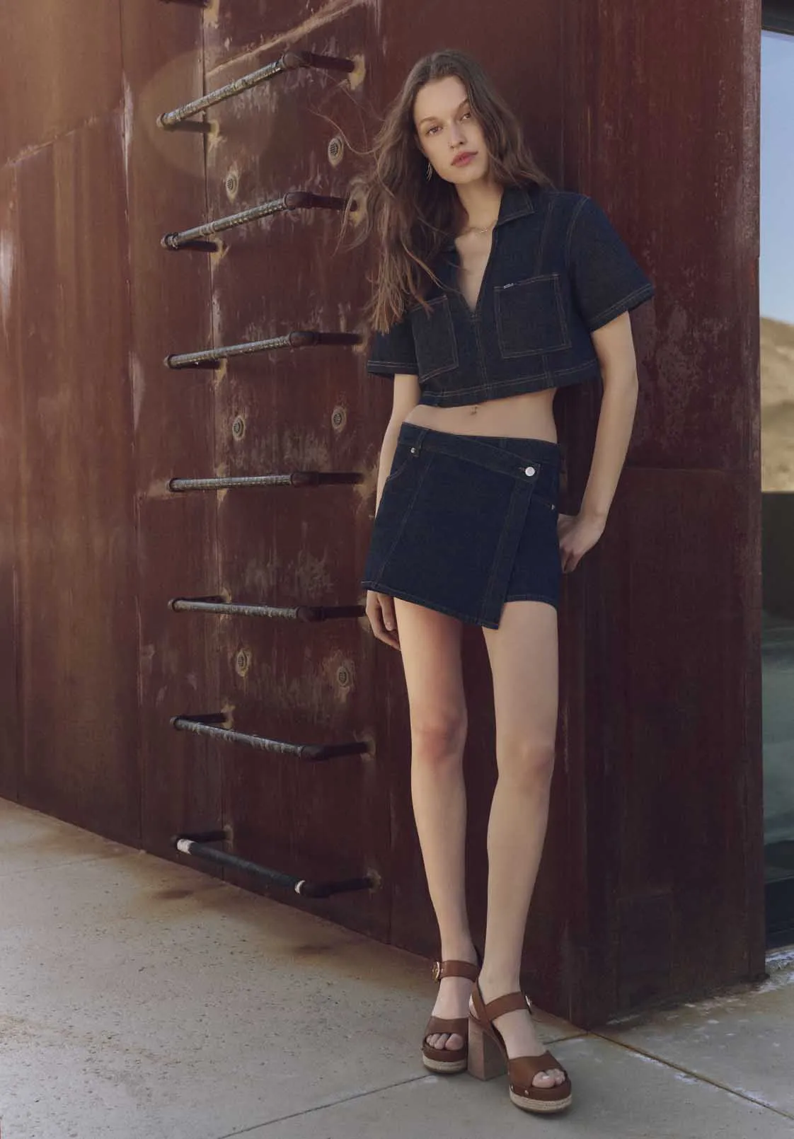 Olivia Women's Denim Skort with Overlap Detail, Indigo - BL16017 sold by Buffalo David Bitton product image thumbnail 2