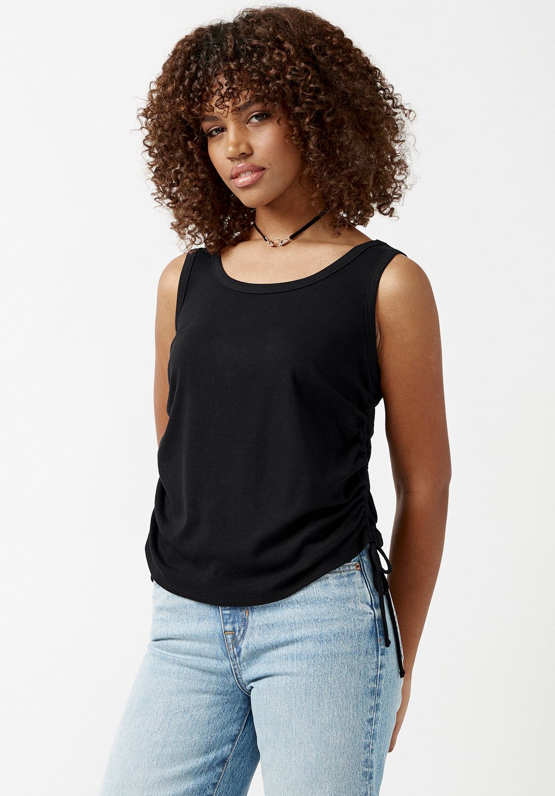 Muriel Black Ruched Women’s Tank Top - KT0046S sold by Buffalo David Bitton product image thumbnail 3