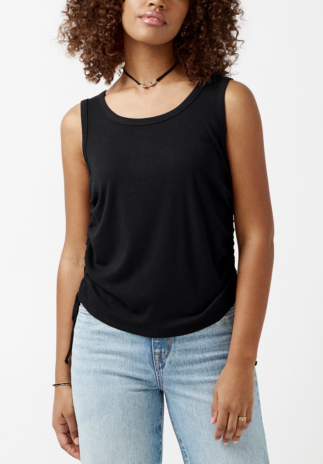 Muriel Black Ruched Women’s Tank Top - KT0046S sold by Buffalo David Bitton