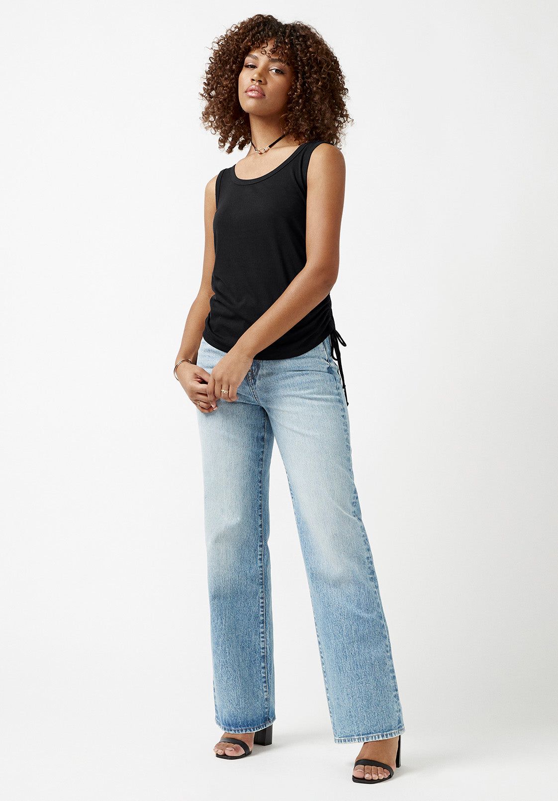 Muriel Black Ruched Women’s Tank Top - KT0046S sold by Buffalo David Bitton product image thumbnail 5