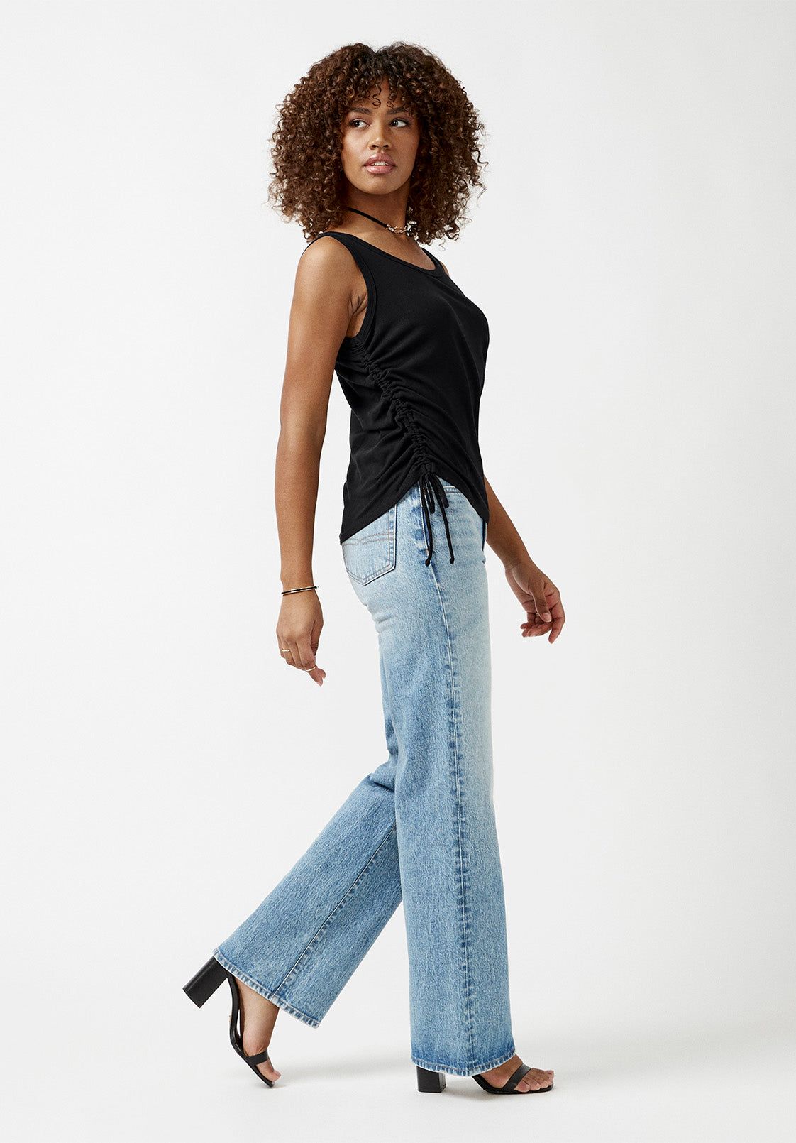 Muriel Black Ruched Women’s Tank Top - KT0046S sold by Buffalo David Bitton product image thumbnail 4