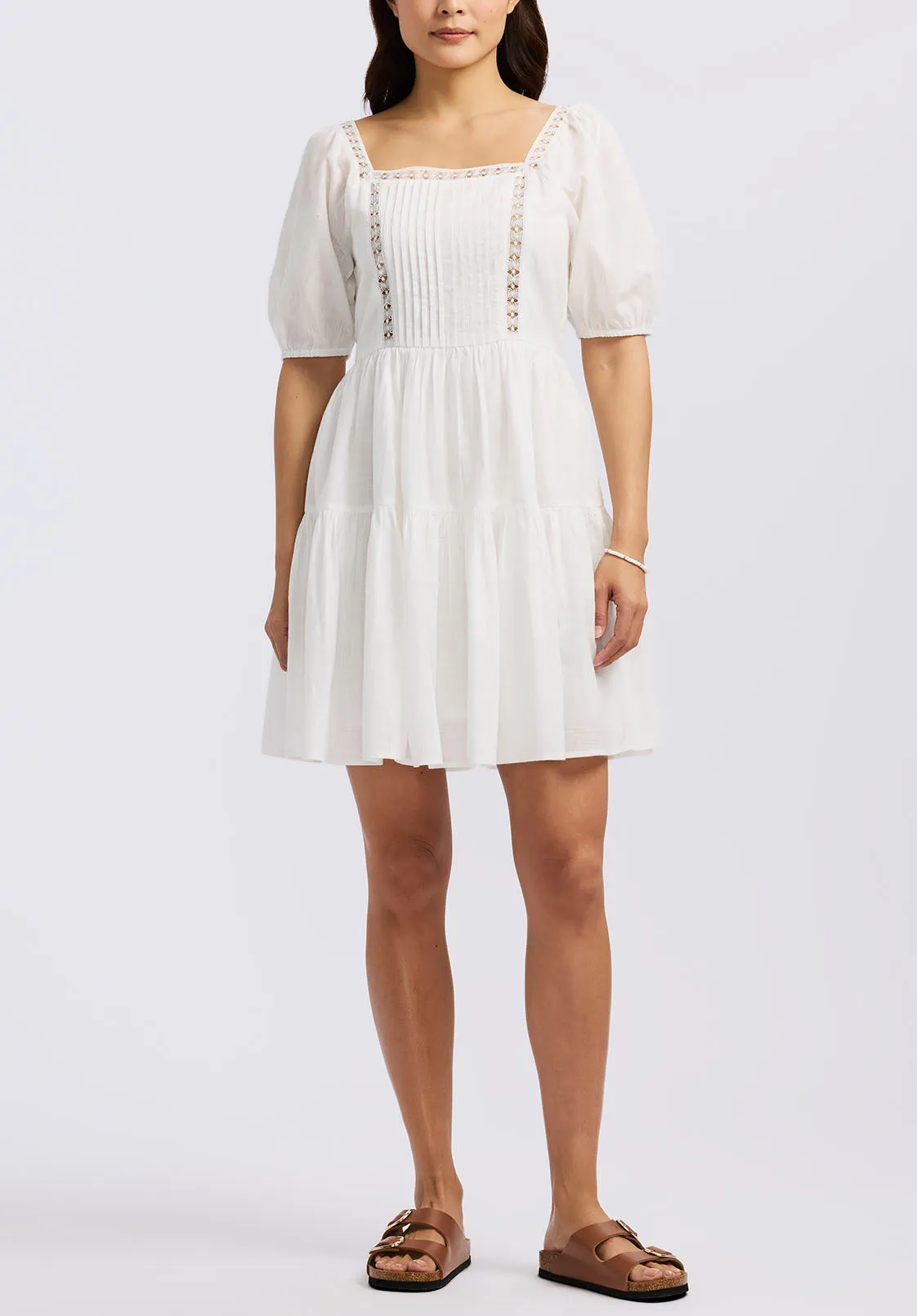 Lara Jean Women's Eyelet Trim Mini Dress, Bright White - WD0100P sold by Buffalo David Bitton