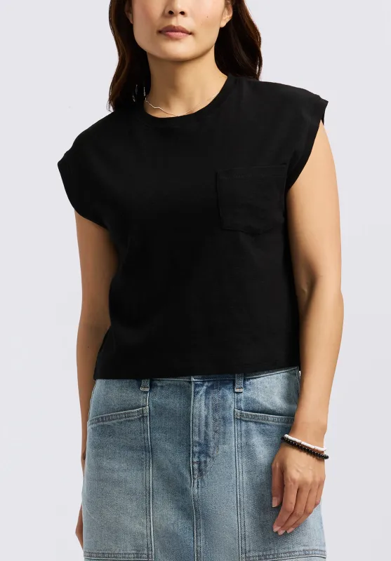 Amandine Women's Cap-Sleeve Crop Top, Black - KT0196P sold by Buffalo David Bitton