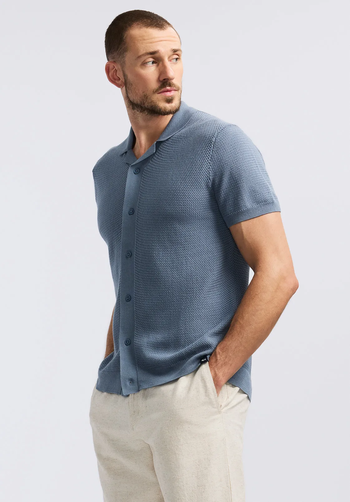 Wasko Men's Short-Sleeve Button-Up Sweater Polo, Mirage - BM24621 sold by Buffalo David Bitton product image thumbnail 2