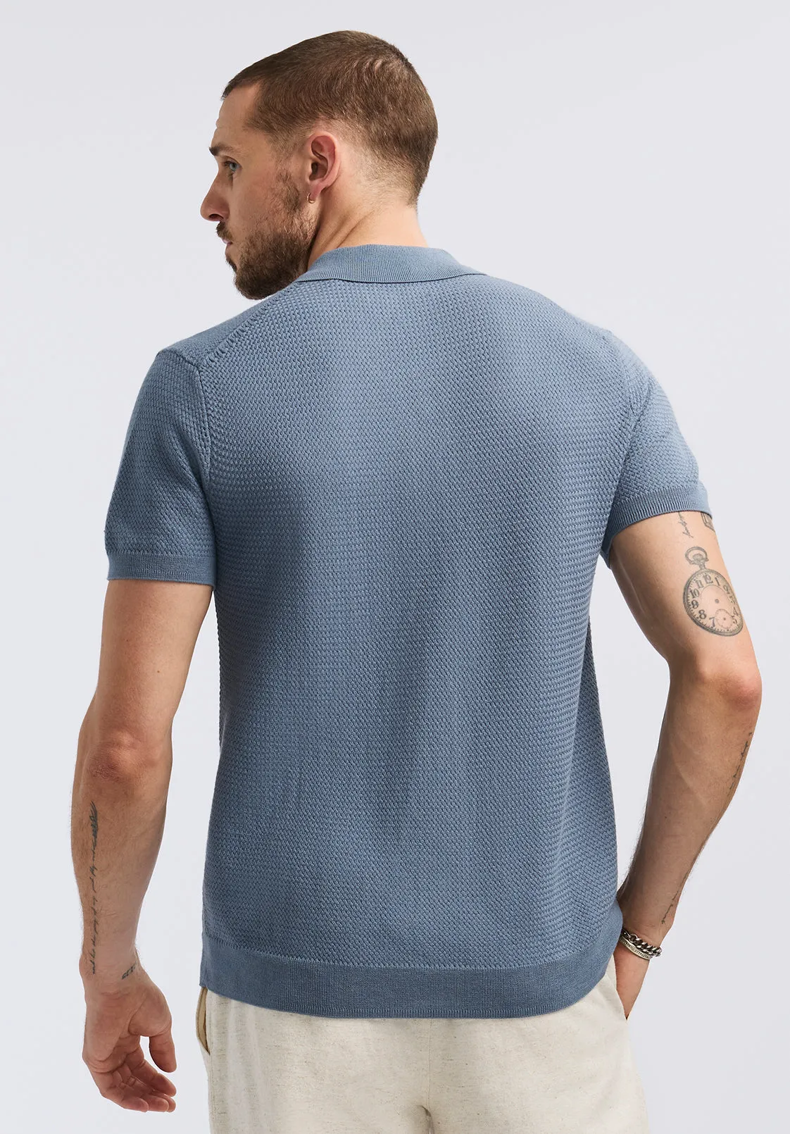 Wasko Men's Short-Sleeve Button-Up Sweater Polo, Mirage - BM24621 sold by Buffalo David Bitton product image thumbnail 3