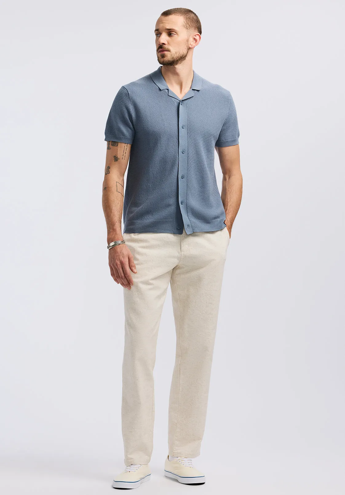 Wasko Men's Short-Sleeve Button-Up Sweater Polo, Mirage - BM24621 sold by Buffalo David Bitton product image thumbnail 4