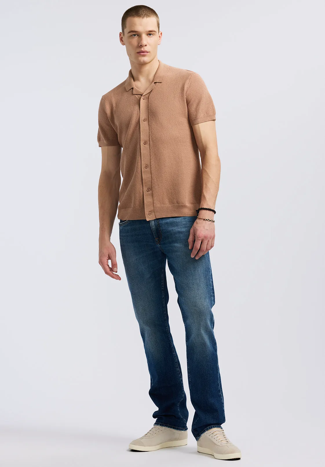 Wasko Men's Short-Sleeve Button-Up Sweater Polo, Woodsmoke - BM24621 sold by Buffalo David Bitton product image thumbnail 4
