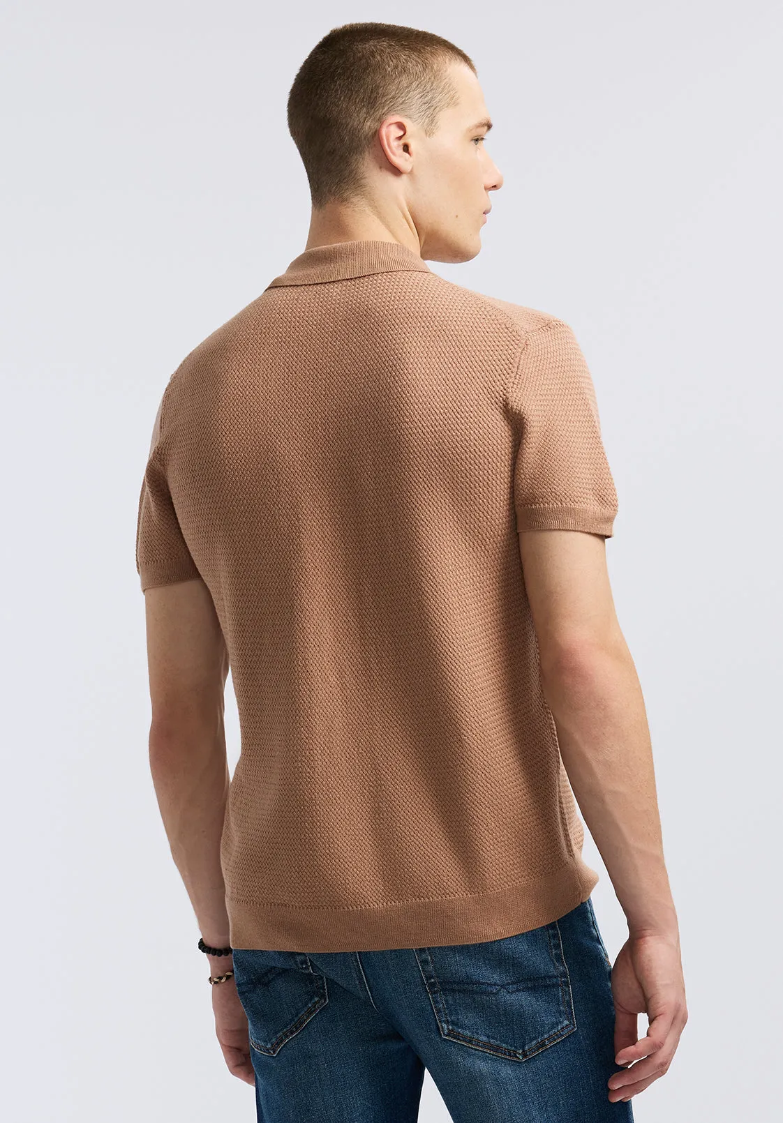 Wasko Men's Short-Sleeve Button-Up Sweater Polo, Woodsmoke - BM24621 sold by Buffalo David Bitton product image thumbnail 3