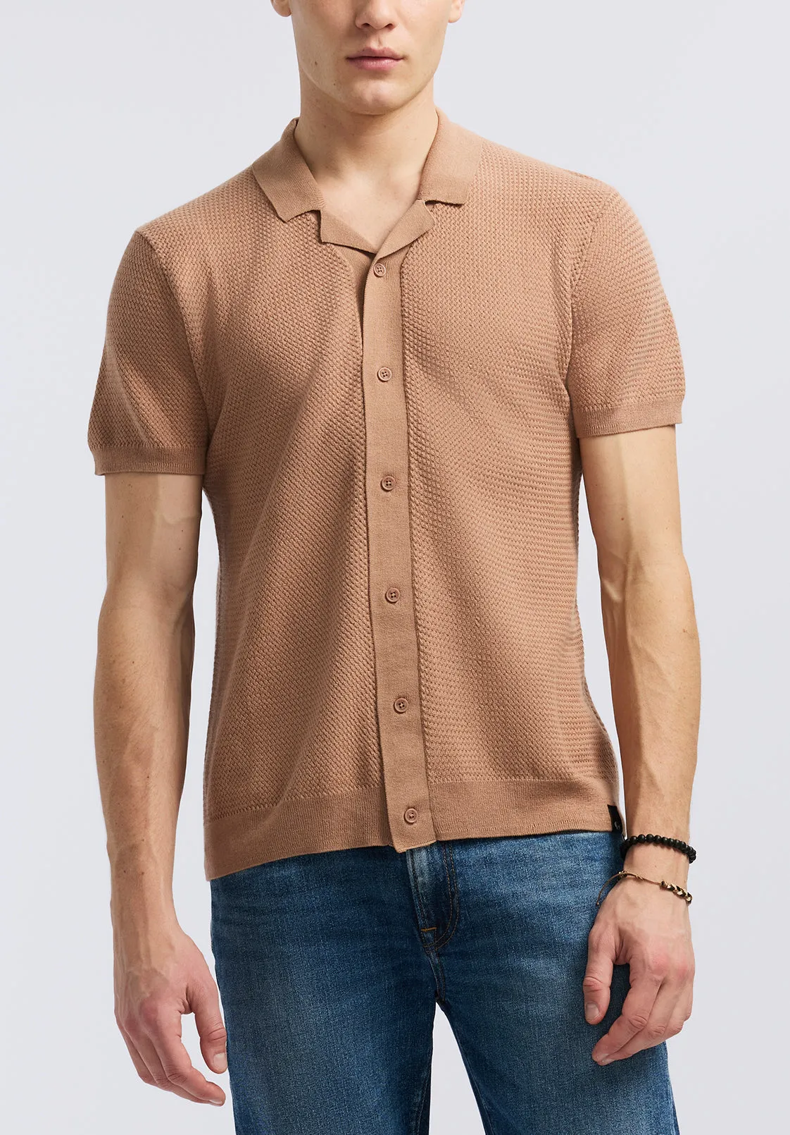 Wasko Men's Short-Sleeve Button-Up Sweater Polo, Woodsmoke - BM24621 sold by Buffalo David Bitton