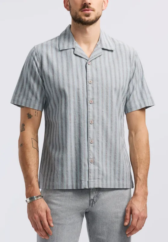 Salaman Men's Short-Sleeve Striped Camp Shirt, Whale - BM24619 sold by Buffalo David Bitton