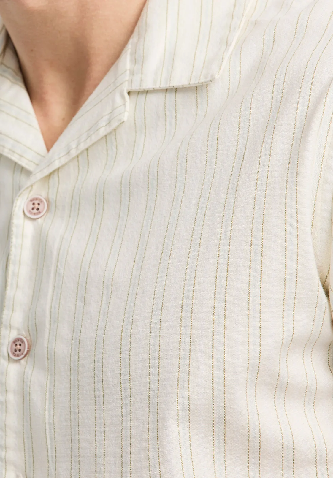 Salaman Men's Short-Sleeve Striped Camp Shirt, Green Olive - BM24619 sold by Buffalo David Bitton product image thumbnail 5