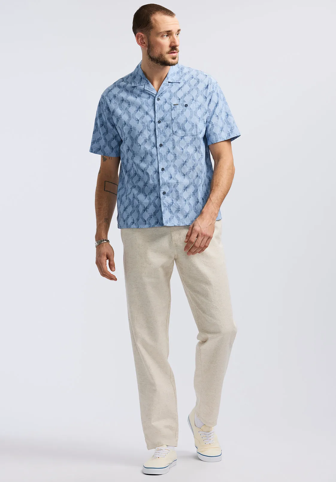 Sonix Men's Short-Sleeve Wave Pattern Relaxed Fit Camp Shirt, Whale - BM24620 sold by Buffalo David Bitton product image thumbnail 5