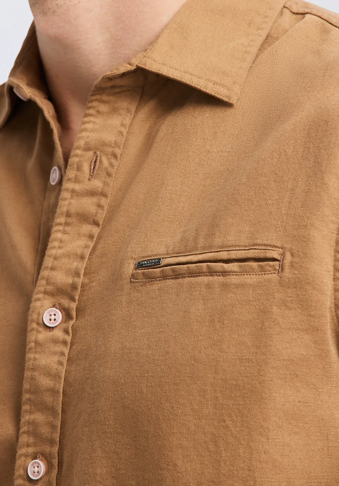 Simbio Men's Long-Sleeve Linen Blend Fitted Shirt, Woodsmoke - BM24617 sold by Buffalo David Bitton product image thumbnail 5