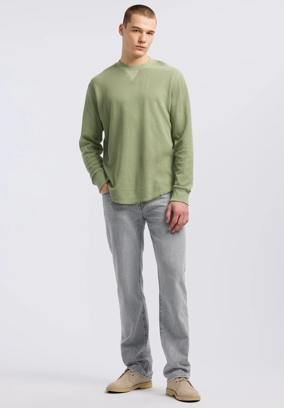Kaleb Men's Long-Sleeve Crewneck Top, Hedge Green - BM24624 sold by Buffalo David Bitton product image thumbnail 5