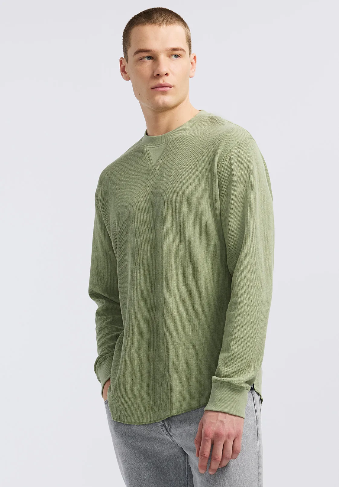 Kaleb Men's Long-Sleeve Crewneck Top, Hedge Green - BM24624 sold by Buffalo David Bitton product image thumbnail 3